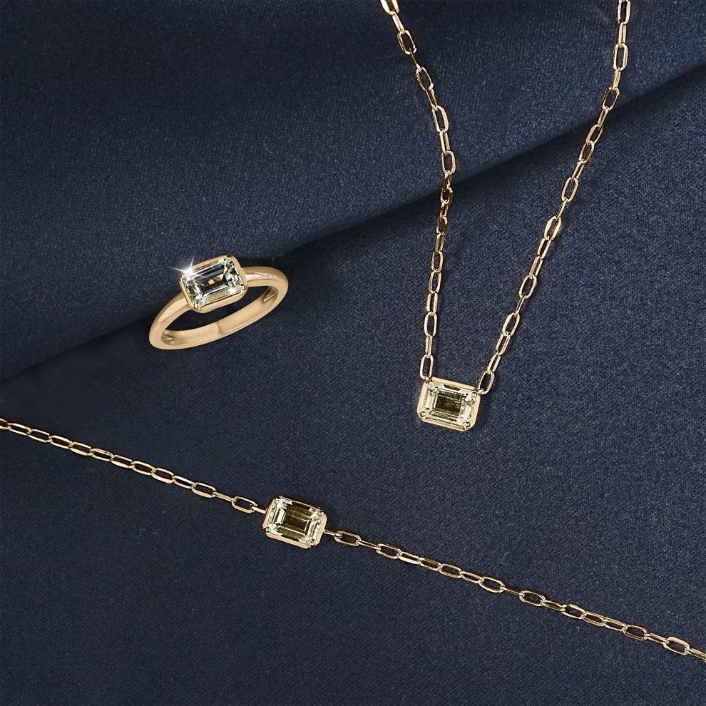 Green Amethyst Emerald-Cut Necklace in Vermeil – Image 7 of 7