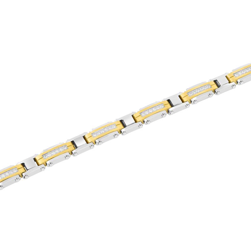 Men&#39;s Diamond Bracelet in Ion-Plated Stainless Steel &#40;1/2 ct. tw.&#41; – Image 2 of 3