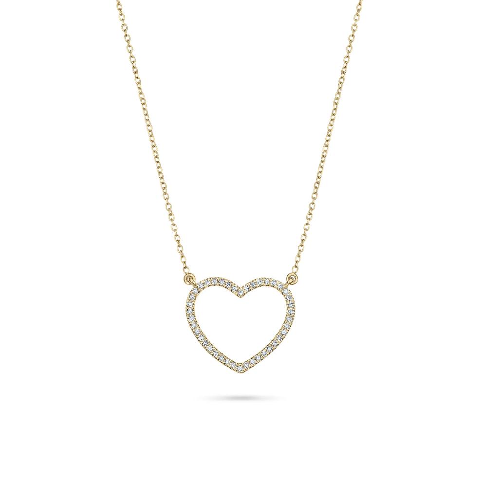 Diamond Open Heart Pendant in 10K Yellow Gold (1/8 ct. tw.) – Image 1 of 4