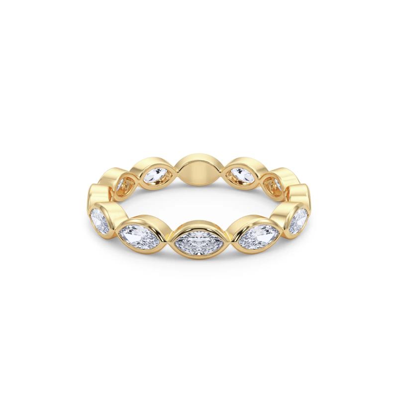 Lab Grown Diamond Bezel-Set Marquise True Eternity Band in 14K Yellow Gold  – Image 4 of 5