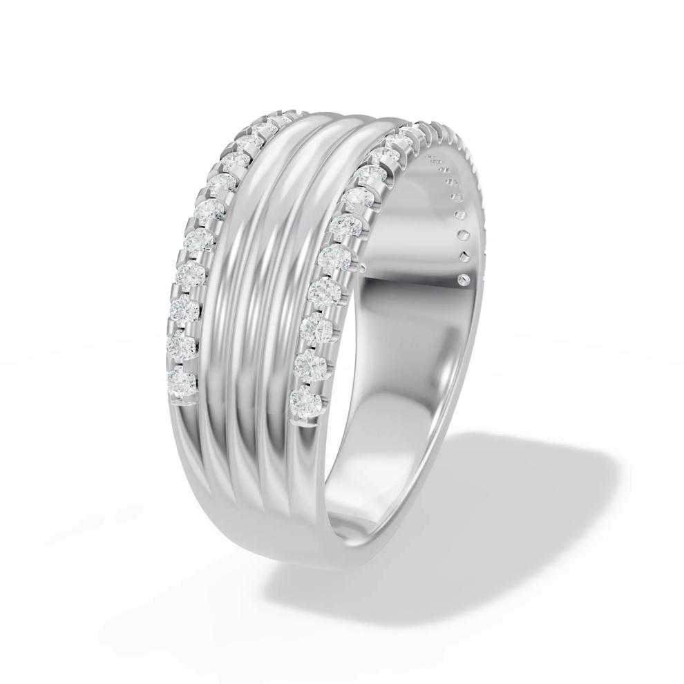 Lab Grown Diamonds Ribbed Multi-Row Band in 10K White Gold (3/8 ct. tw.) – Image 3 of 4