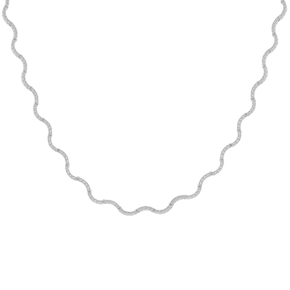 Diamond Wavy Necklace in 10K White Gold (1 ct. tw.) – Image 1 of 4