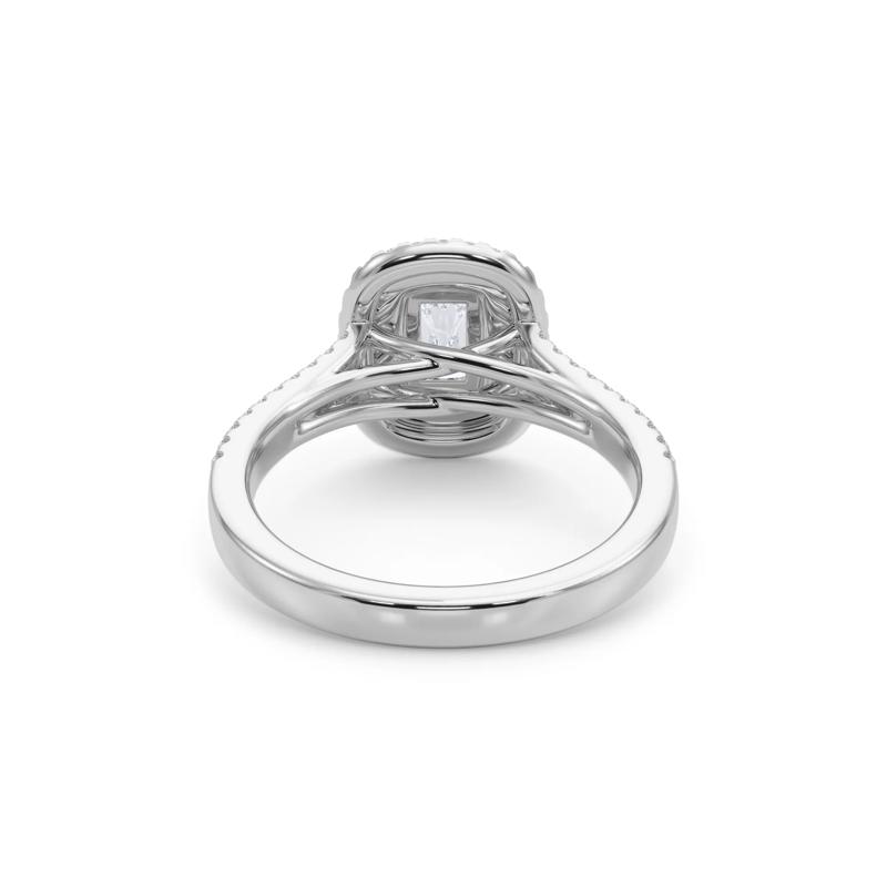 Radiant Diamond Center Double Halo Engagement Ring in Platinum &#40;1-1/4 ct. tw.&#41; – Image 5 of 5