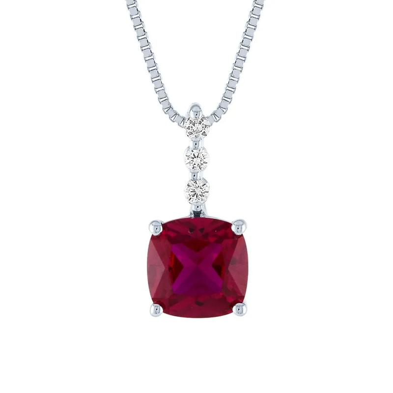 Lab Created Ruby &amp; White Sapphire Pendant in Sterling Silver – Image 1 of 2