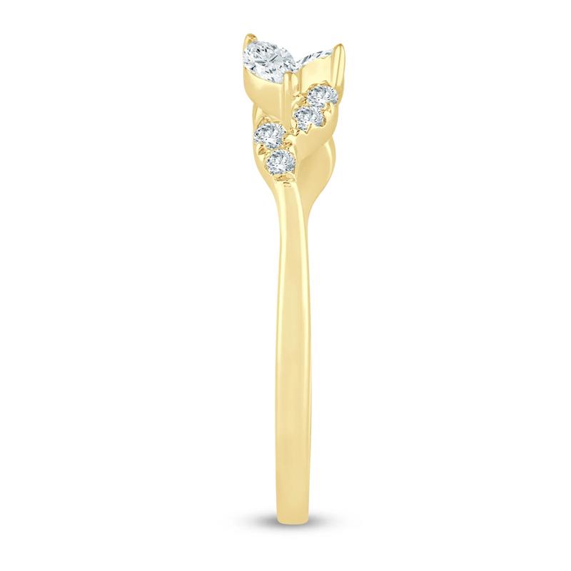 Lab Grown Diamond Floral Open Anniversary Band in 14K Yellow Gold (1/5 ct. tw.) – Image 3 of 3