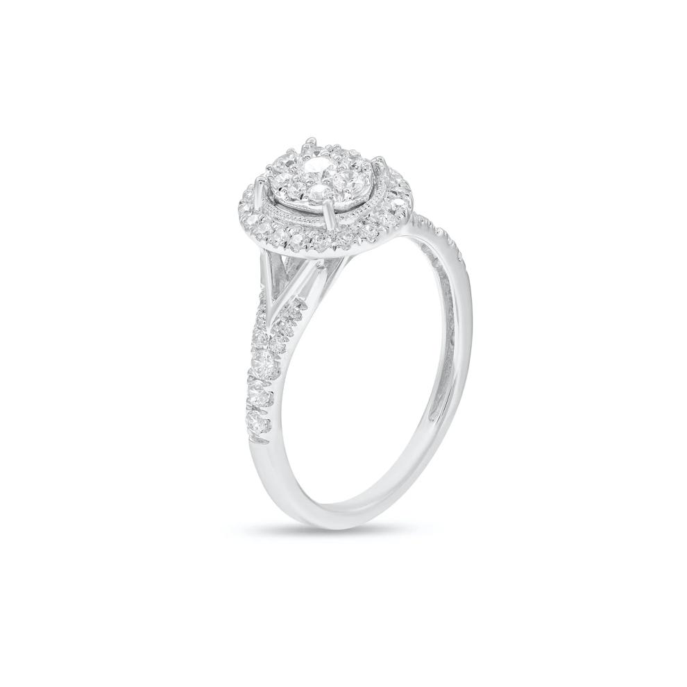 Diamond Oval Composite Engagement Ring in 10K White Gold (1/2 ct. tw.) – Image 4 of 4