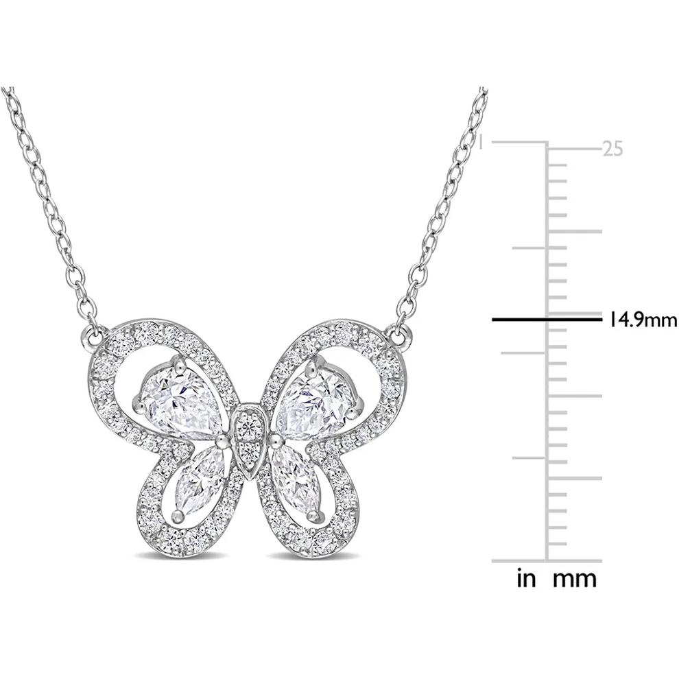 Moissanite Butterfly Necklace in Sterling Silver (1 3/4 ct. dew) – Image 3 of 4