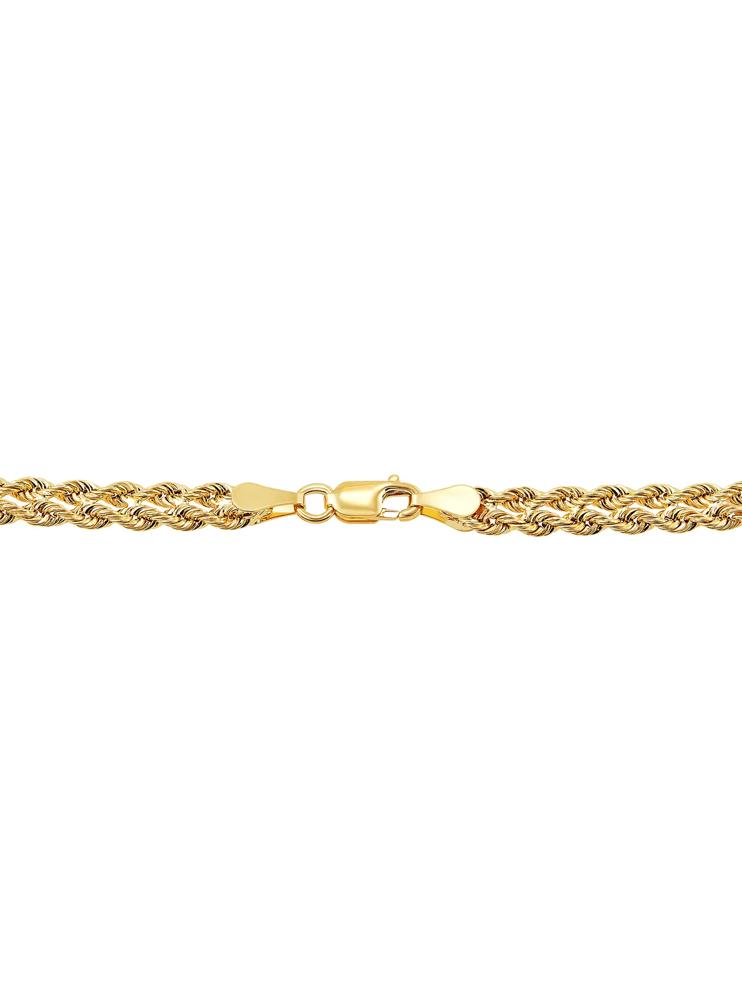 Double Row Hollow Rope Chain Bracelet in 10K Yellow Gold, 7.5" – Image 3 of 3