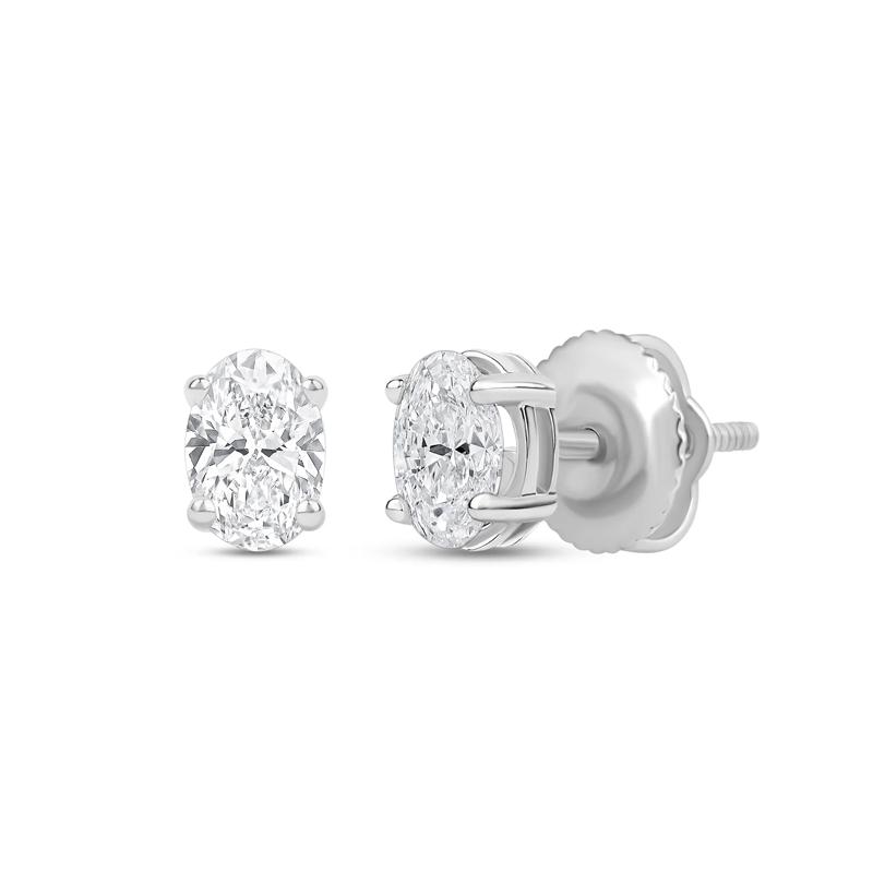 Lab Grown Diamond Oval-Shaped Solitaire Stud Earrings in 14K White Gold &#40;1/2 ct. tw.&#41; – Image 1 of 3