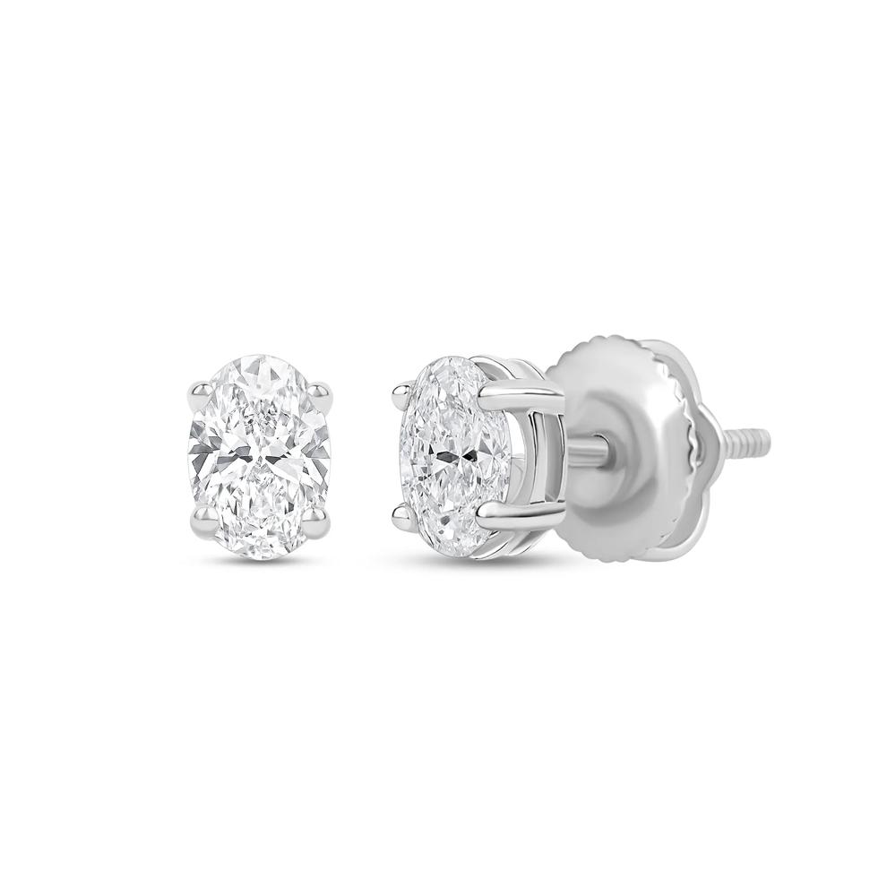 Lab Grown Diamond Oval-Shaped Solitaire Stud Earrings in 14K White Gold (1/2 ct. tw.) – Image 1 of 3