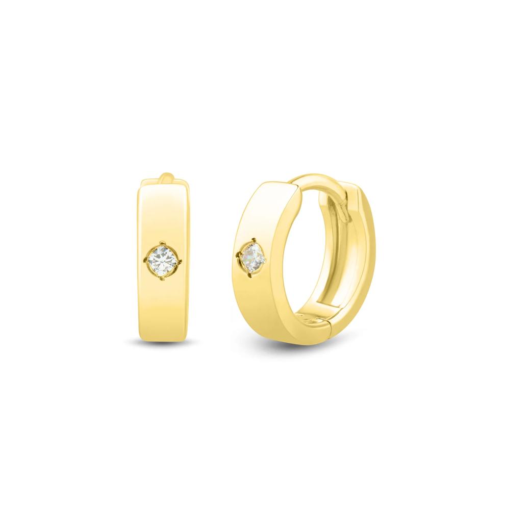 Lab Grown Diamond Accent Huggie Hoop Earrings in Vermeil, 9MM  – Image 1 of 2