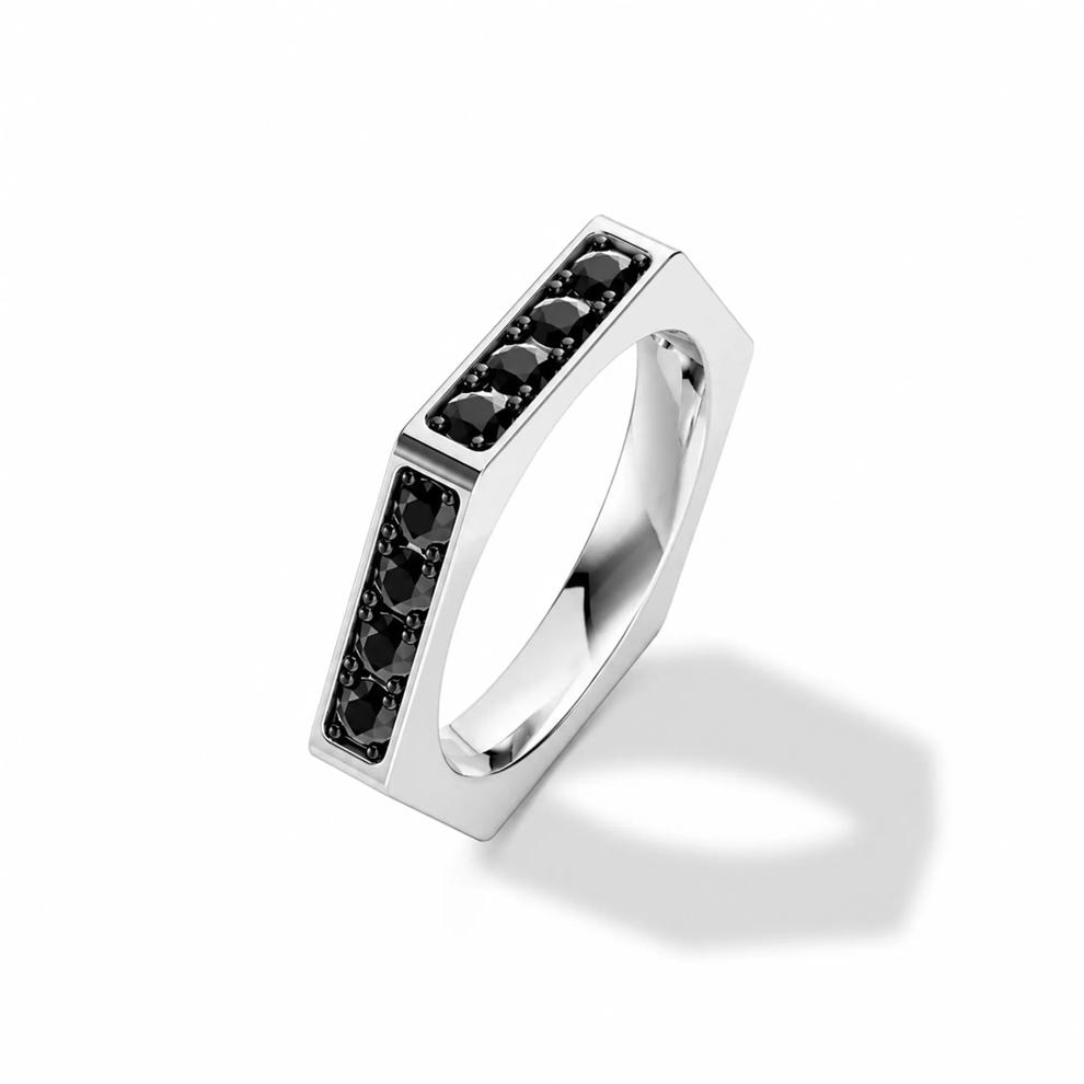 Men's Black Lab Grown Diamond Thin Band in Sterling Silver (7/8 ct. tw.) – Image 4 of 4