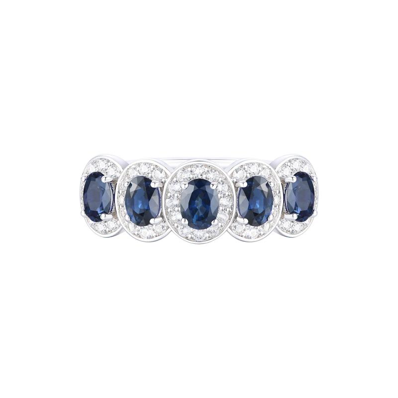 Blue Sapphire &amp; Diamond Ring in 14K White Gold &#40;1/4 ct. tw.&#41; – Image 1 of 3