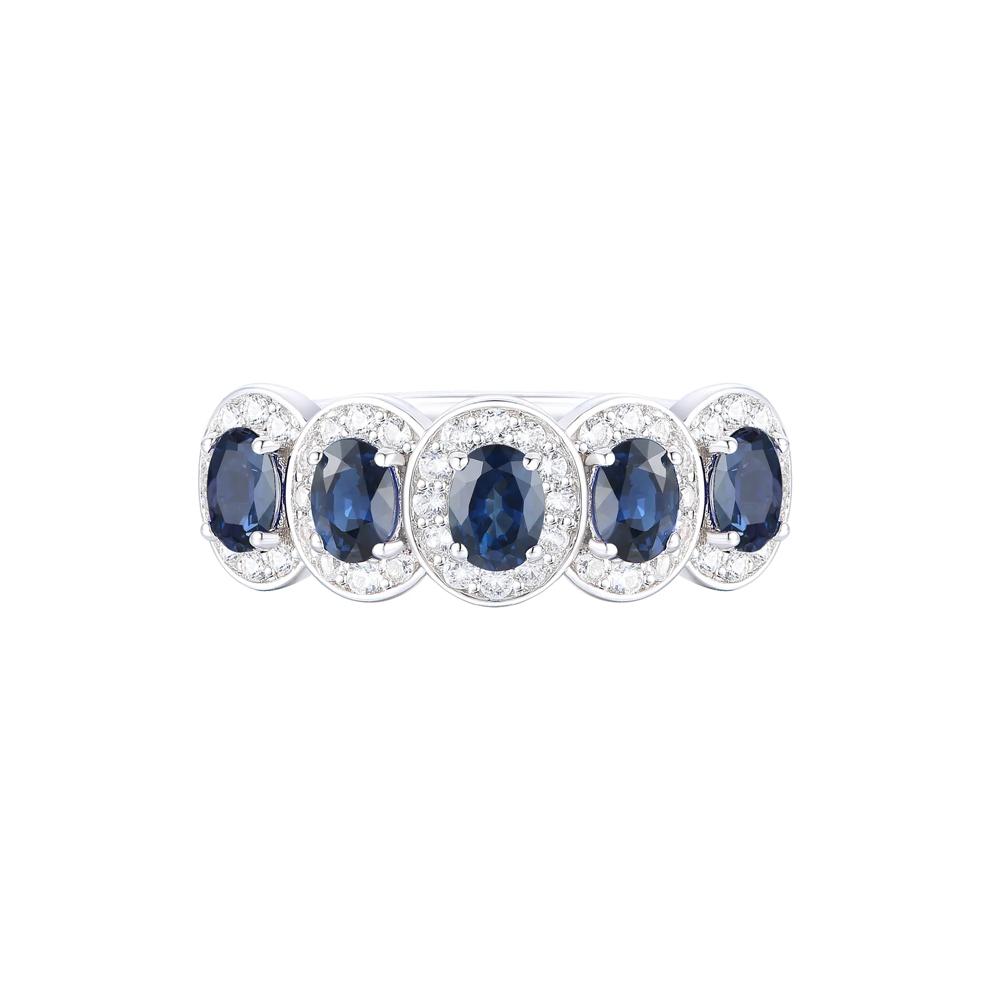 Blue Sapphire &amp; Diamond Ring in 14K White Gold (1/4 ct. tw.) – Image 1 of 3
