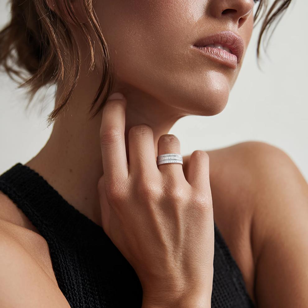 Lab Created White Sapphire Three-Piece Stack Ring Set in Sterling Silver – Image 4 of 5