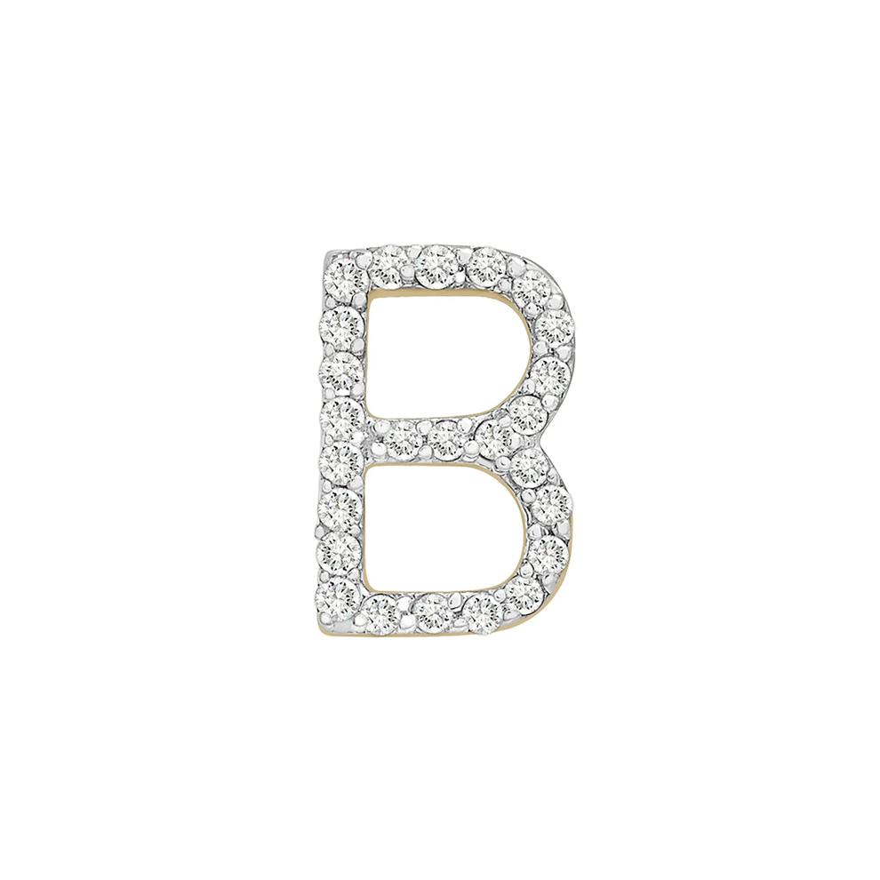 Single-Letter Stud Earring &ldquo;B&rdquo; with Diamond Accents in 10K Yellow Gold – Image 1 of 2
