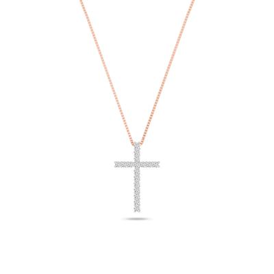 Lab Grown Diamond Cross Necklace in 10K Rose Gold (1 ct. tw.)