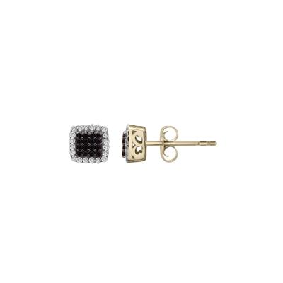 Black and White Diamond Earrings in 10K Yellow Gold (1/4 ct. tw.)
