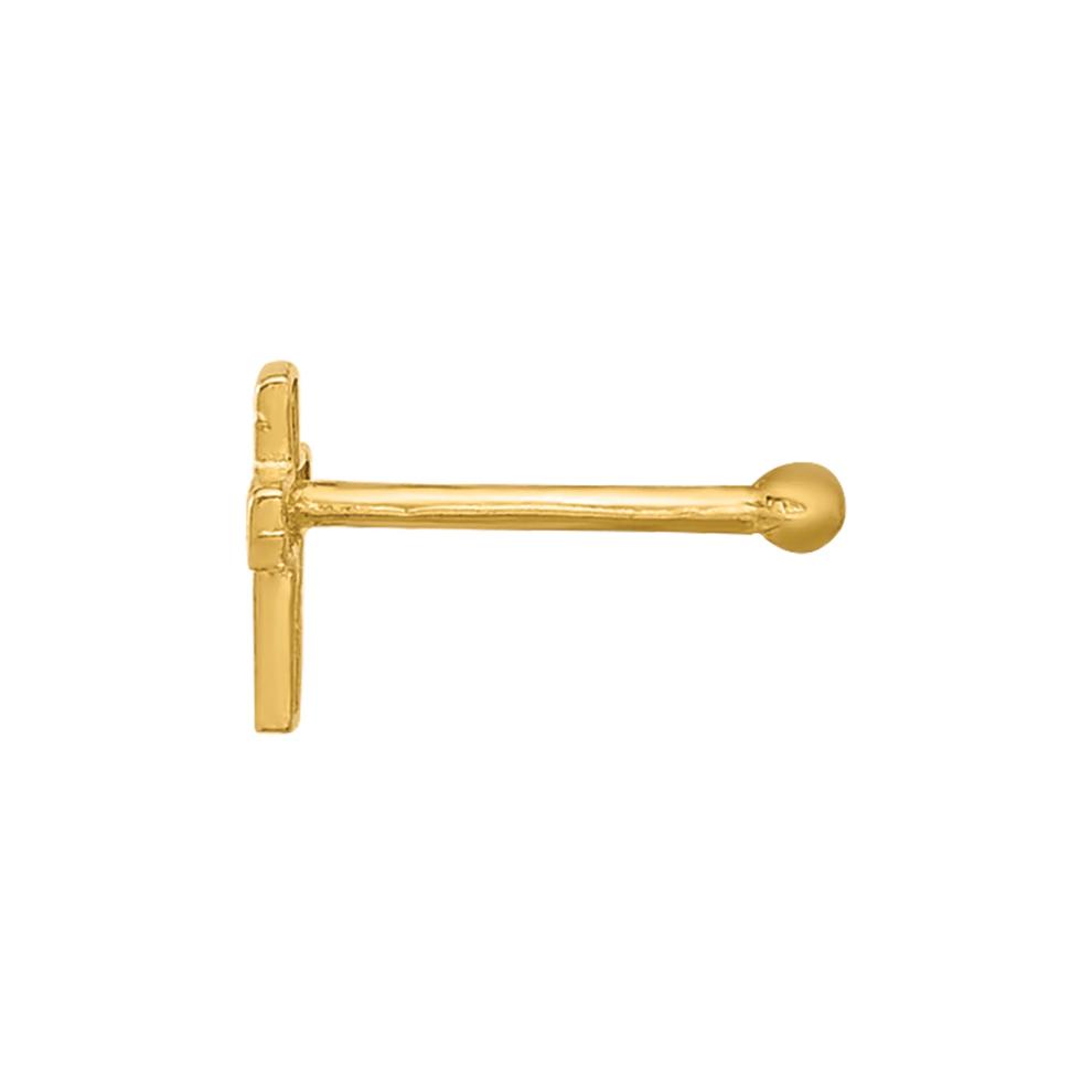Polished Cross Nose Stud in 14K Yellow Gold, 22 Gauge – Image 2 of 3