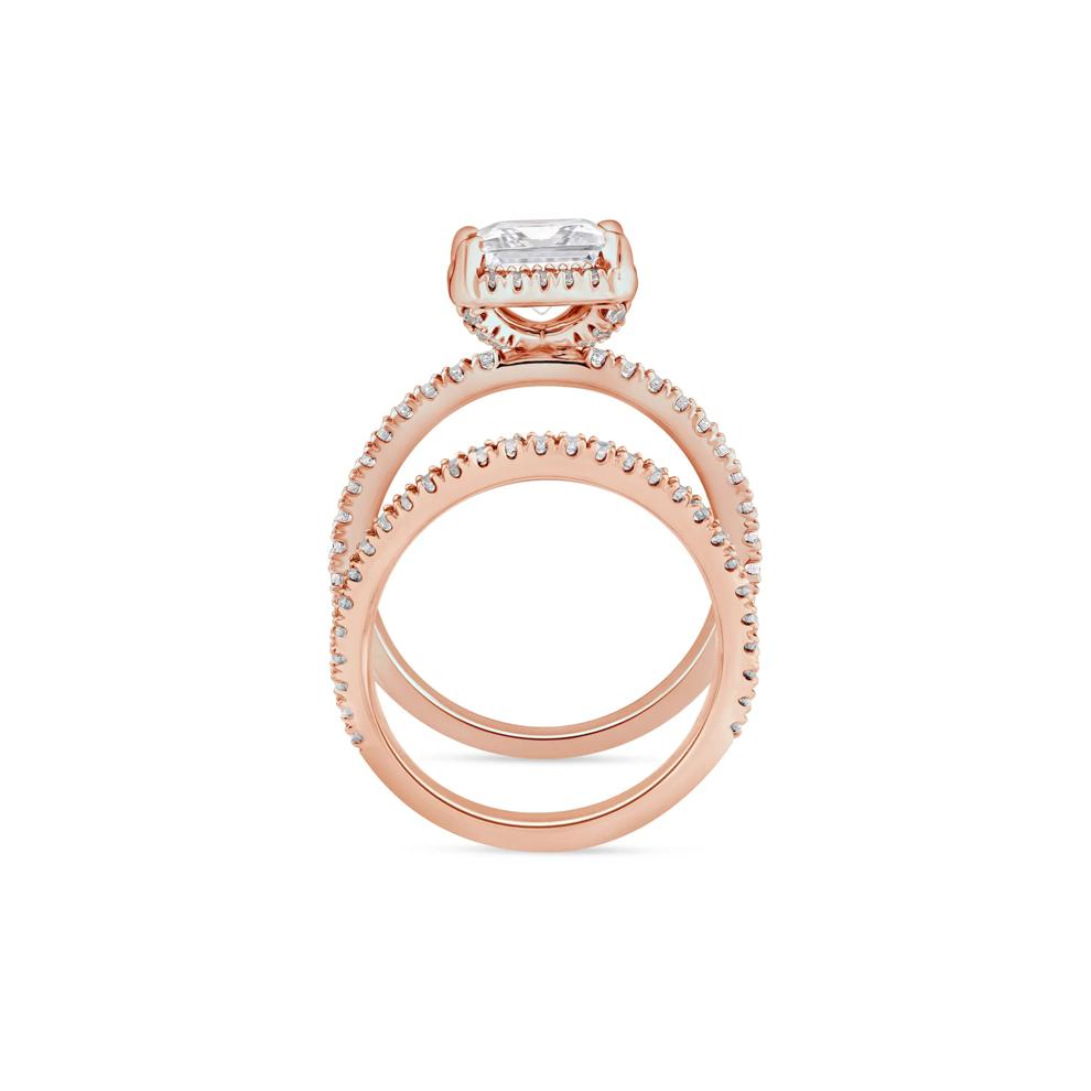 Lab Grown Diamond Princess-Cut Halo Bridal Set in 14K Rose Gold (2 3/4 ct. tw.) – Image 2 of 3