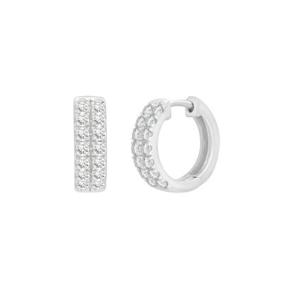 Diamond Two-Row Hoop Earrings in 10K White Gold (3/4 ct. tw.)