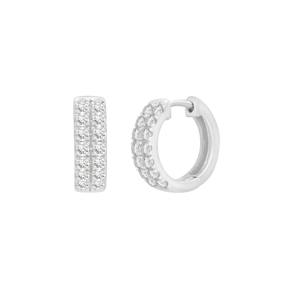Diamond Two-Row Hoop Earrings in 10K White Gold (3/4 ct. tw.) – Image 1 of 1