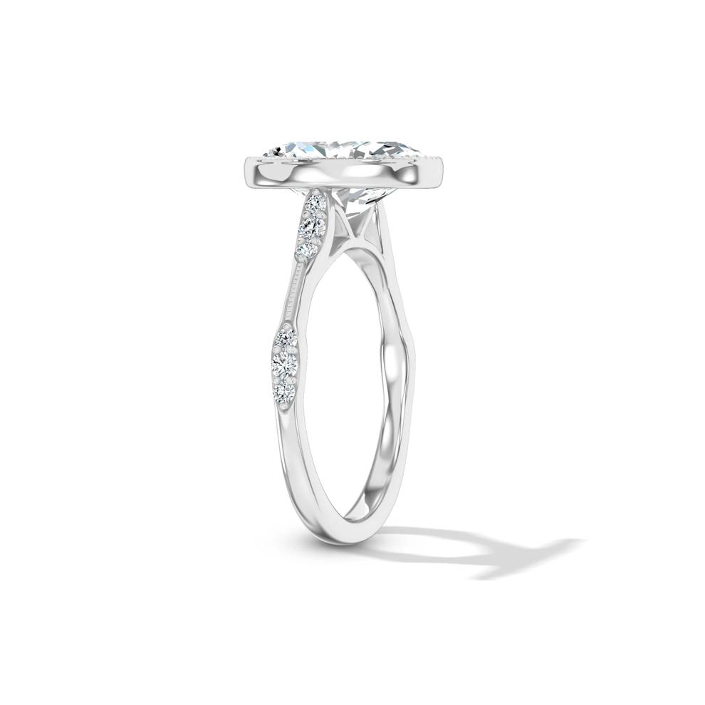 Lab Grown Diamond Oval Milgrain Bezel Engagement Ring in 14K White Gold (3 1/8 ct. tw.) – Image 3 of 4