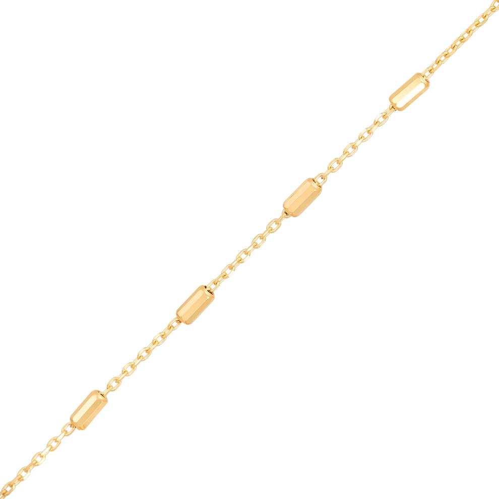 Elongated Station Bead Chain Necklace in 14K Yellow Gold – Image 2 of 3