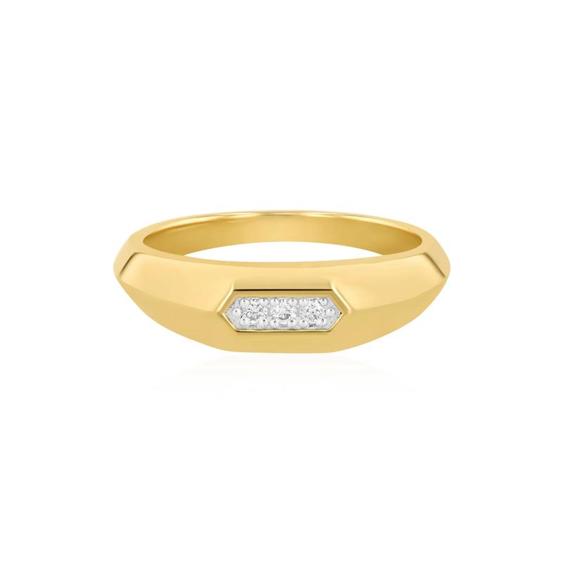 Men&#39;s Knife-Edge Diamond Ring in Vermeil, 7MM – Image 1 of 3