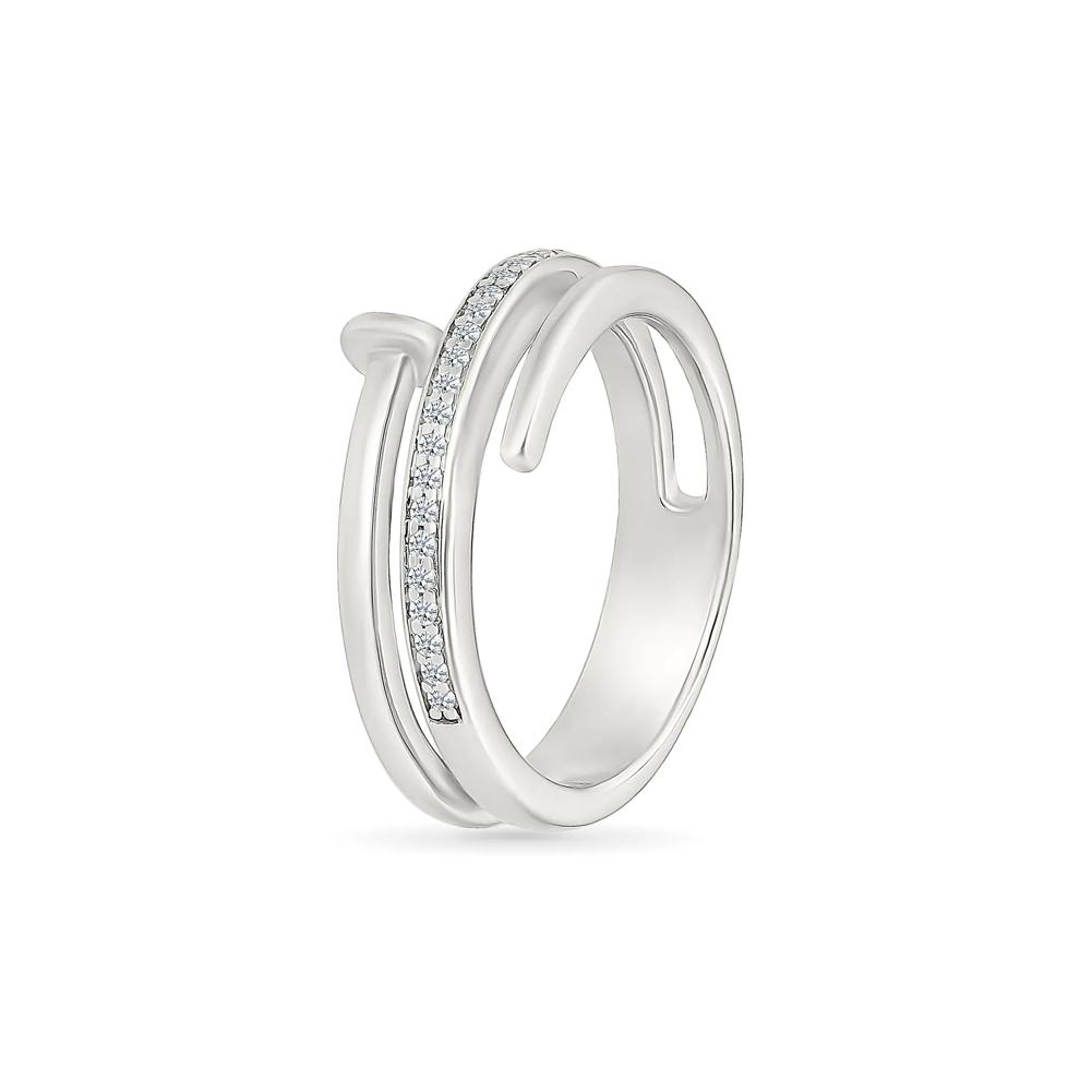Diamond Wrapped Screw Ring in Sterling Silver (1/10 ct. tw.) – Image 3 of 4