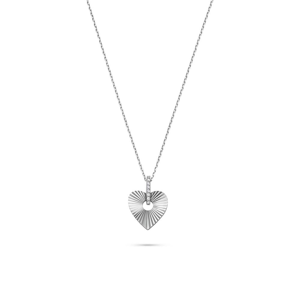 Diamond Heart Pendant in 10K White Gold (1/10 ct. tw.) – Image 1 of 4