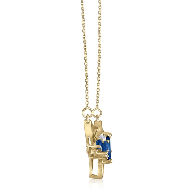 Diamond and Marquise Blue Sapphire Necklace in 14K Yellow Gold, 1/7 ct. tw – Image 2 of 3