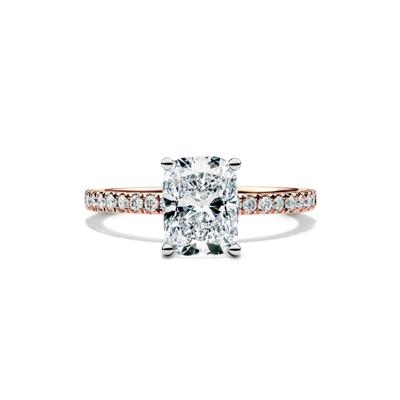 Lab Grown Diamond Elongated Cushion Engagement Ring in 14K Rose Gold (2 1/4 ct. tw.)