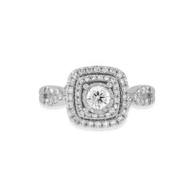 Diamond Round Center Engagement Ring in 10K White Gold (3/4 ct. tw.)