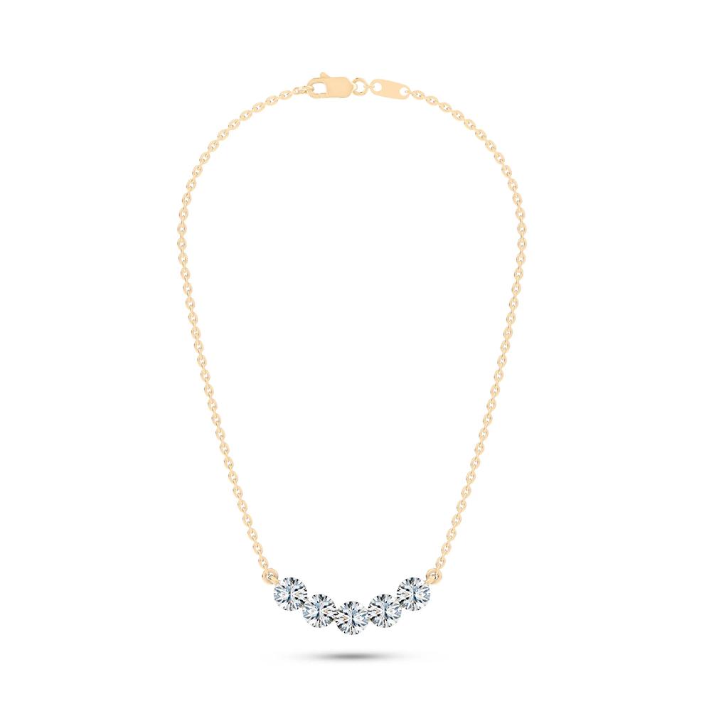 Lab Grown Diamond Invisible Set Five-Stone Smile Necklace in 14K Yellow Gold (1 ct. tw.) – Image 3 of 4