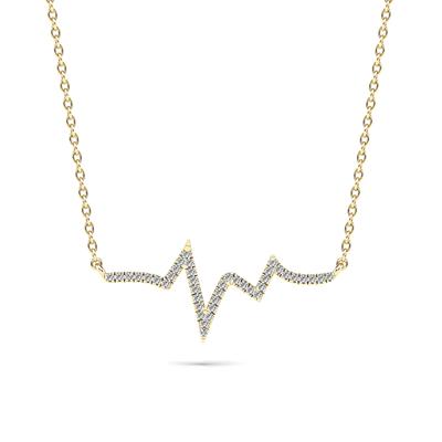 Diamond Heartbeat Pendant Necklace in 10K Yellow Gold (1/10 ct. tw.)