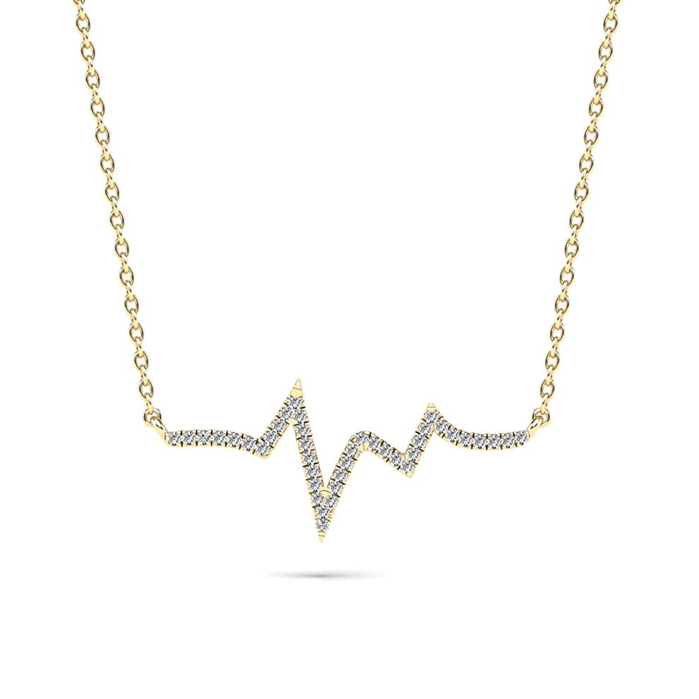 Diamond Heartbeat Pendant Necklace in 10K Yellow Gold (1/10 ct. tw.) – Image 1 of 4