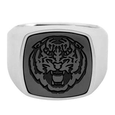 Louisiana State Tiger Signet Ring in Cobalt Chrome and Zirconium