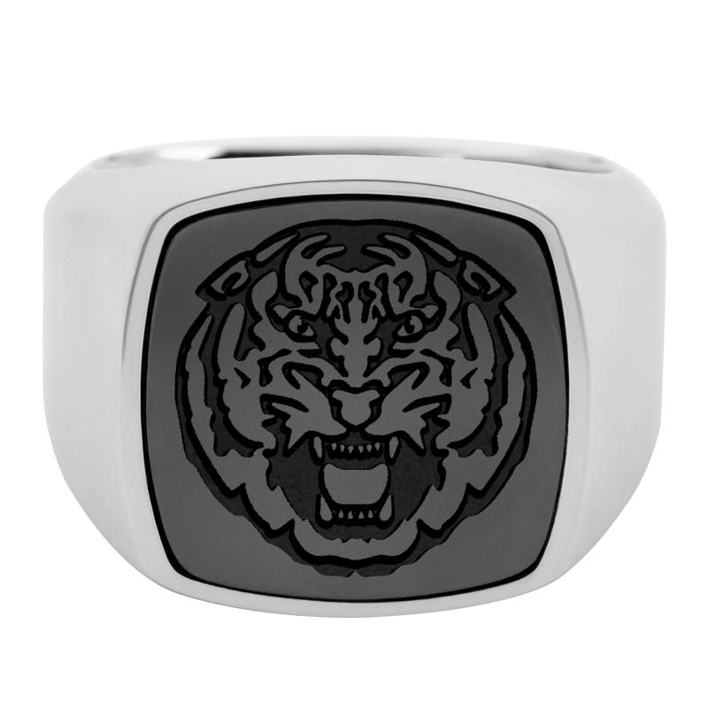 Louisiana State Tiger Signet Ring in Cobalt Chrome and Zirconium – Image 1 of 3