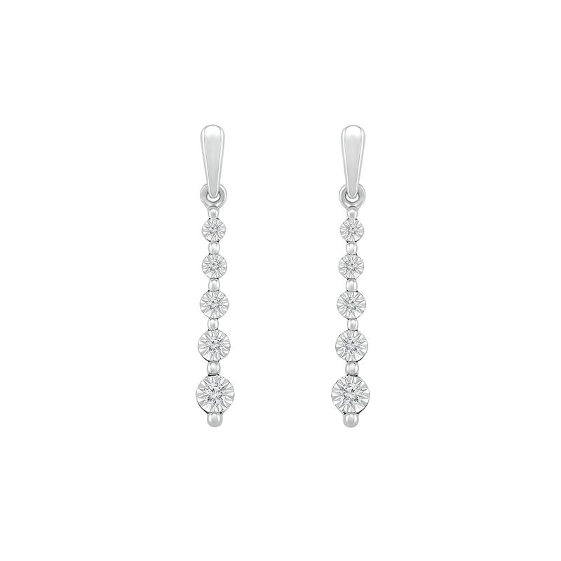 Diamond Linear Drop Earrings with Illusion Settings in 10K White Gold &#40;1/7 ct. tw.&#41; – Image 2 of 3