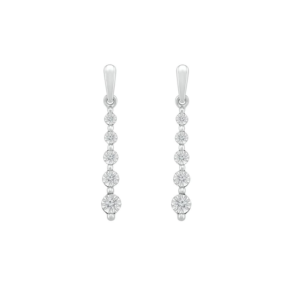 Diamond Linear Drop Earrings with Illusion Settings in 10K White Gold (1/7 ct. tw.) – Image 2 of 3