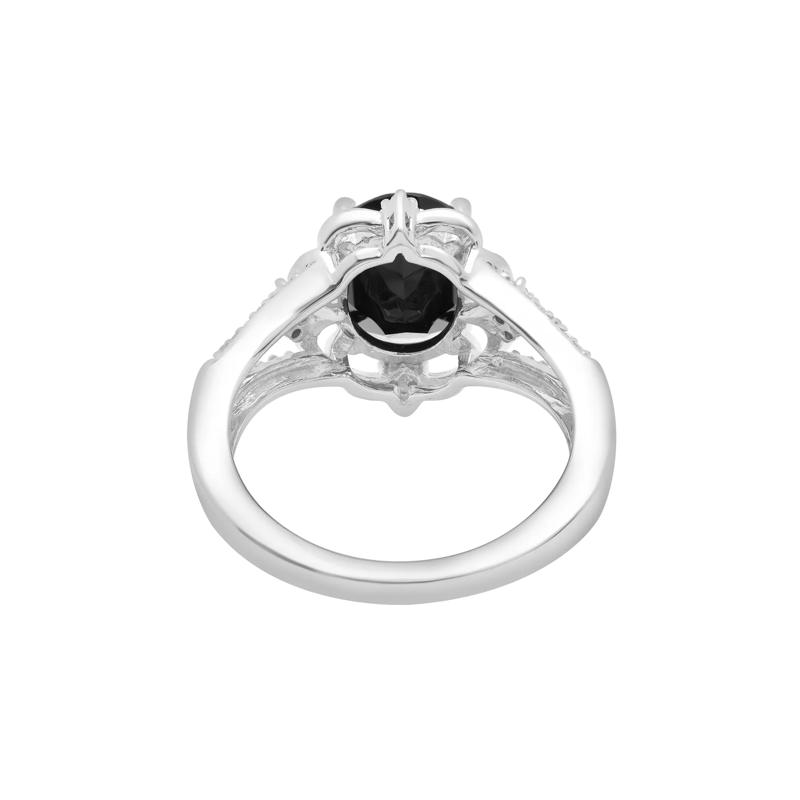 Onyx and Diamond Cocktail Ring in Sterling Silver &#40;1/10 ct. tw.&#41; – Image 4 of 5