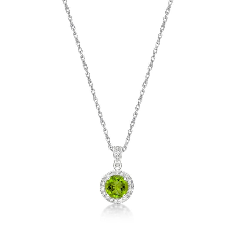 Peridot &amp; 1/10 ct. tw. Diamond Pendant in Sterling Silver – Image 1 of 4