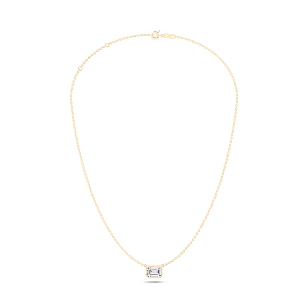 Lab Grown Diamond Bezel-Set East-West Radiant Pendant in 14K Yellow Gold (3 ct.) – Image 3 of 4