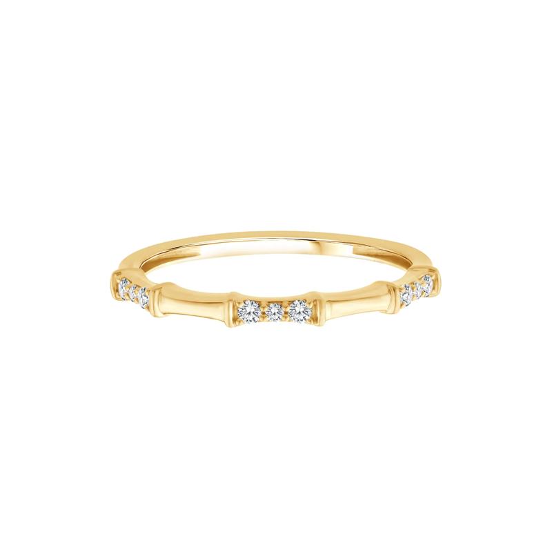Diamond Bamboo Stack Ring in 10K Yellow Gold &#40;1/10 ct. tw.&#41; – Image 1 of 3