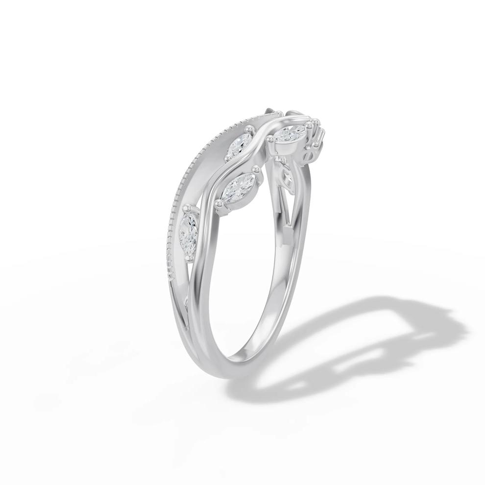 Lab Grown Diamond Marquise Contour Anniversary Band in 10K White Gold (1/4 ct. tw.) – Image 3 of 4