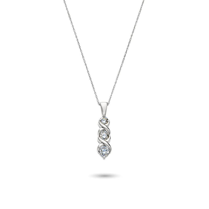 Lab Grown Diamond Three-Stone Pendant in 14K White Gold – Image 1 of 3