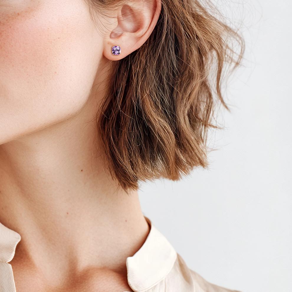 Amethyst Stud Earrings in 10K Rose Gold – Image 3 of 3