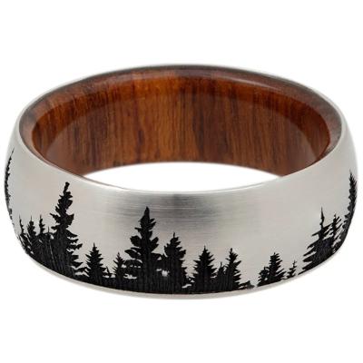 Men’s Tree Wedding Band in Wood & Cobalt, 8mm