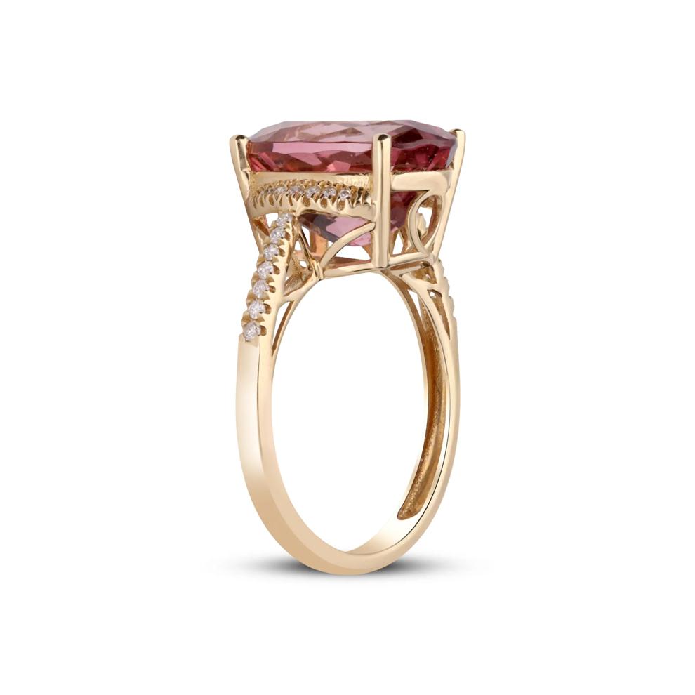 Pink Tourmaline &amp; Diamond Ring in 14K Yellow Gold (1/8 ct. tw.) – Image 3 of 4